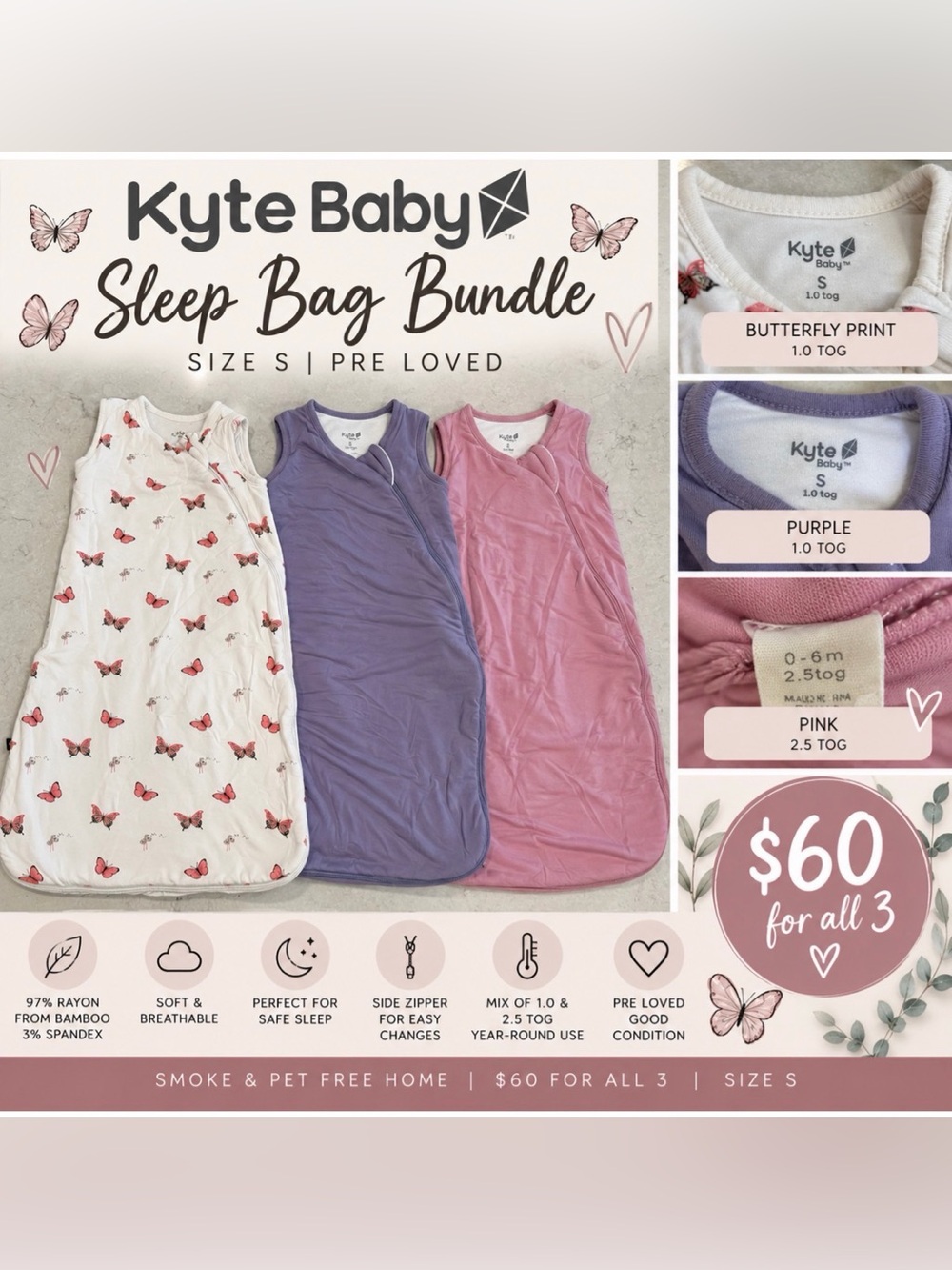 Kyte Baby Sleep Bag Bundle – Size S 💕 | 3-Pack